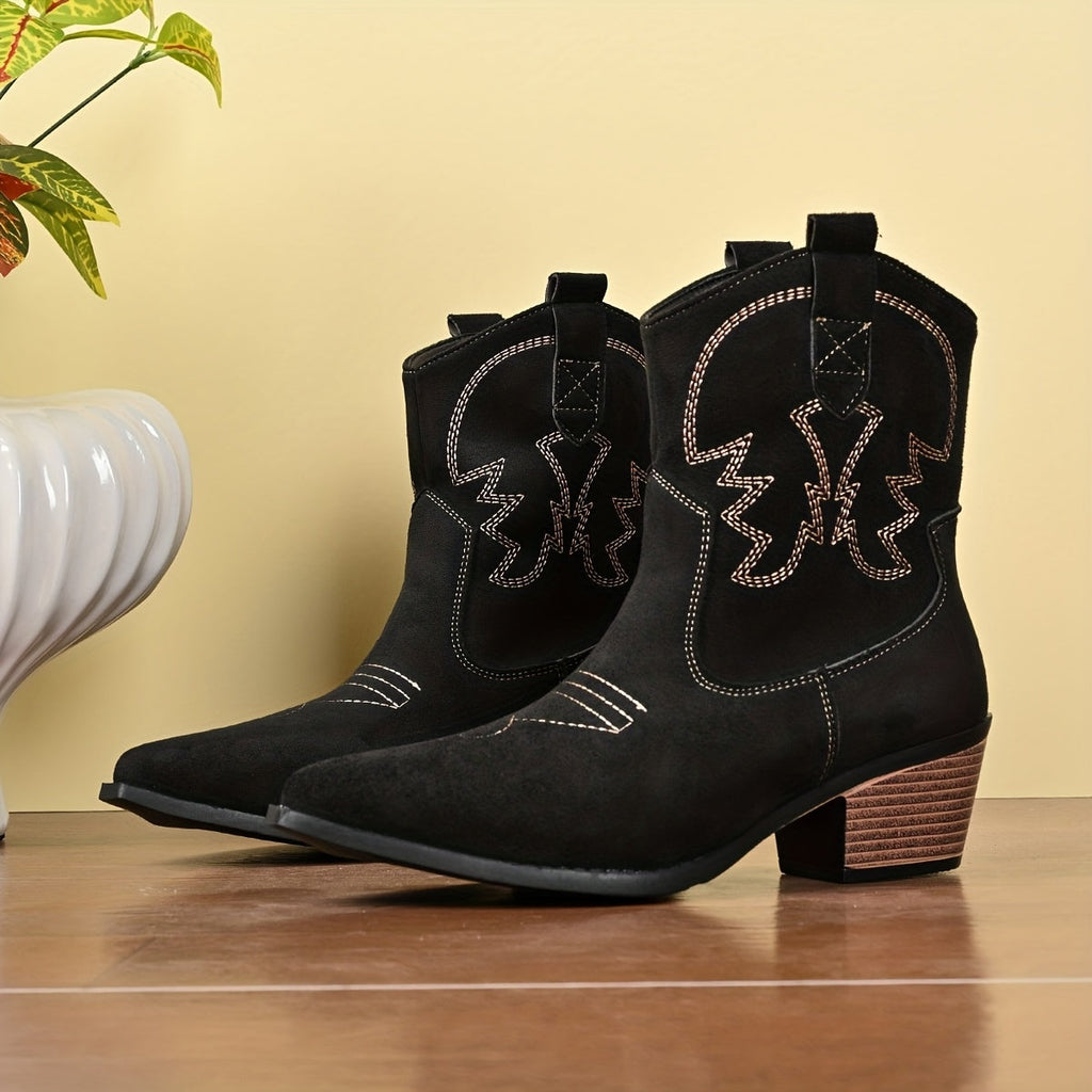 Clara Embroidered Western Ankle Boots - view 5