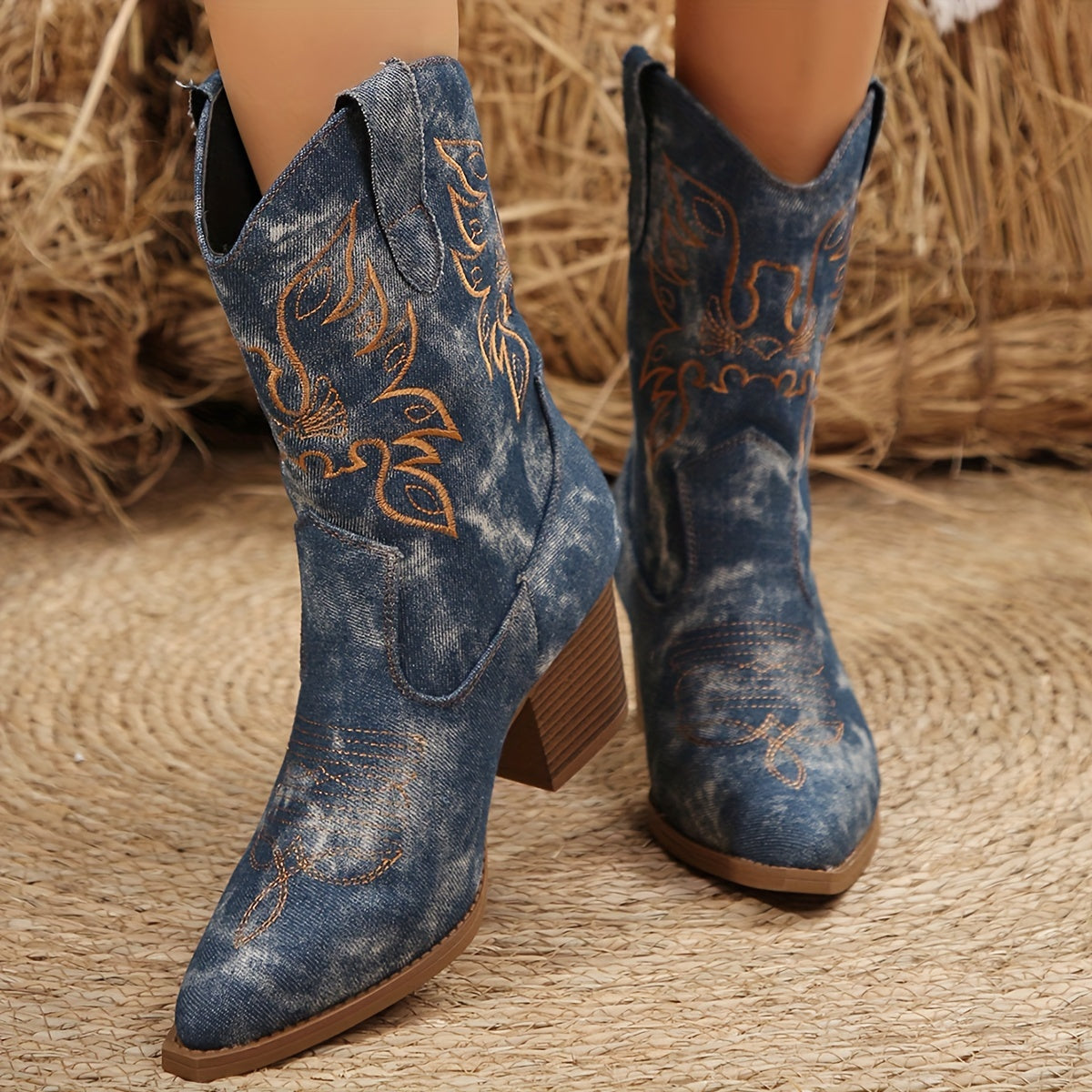 Camille Embroidered Western Block Heel Boots - view 7