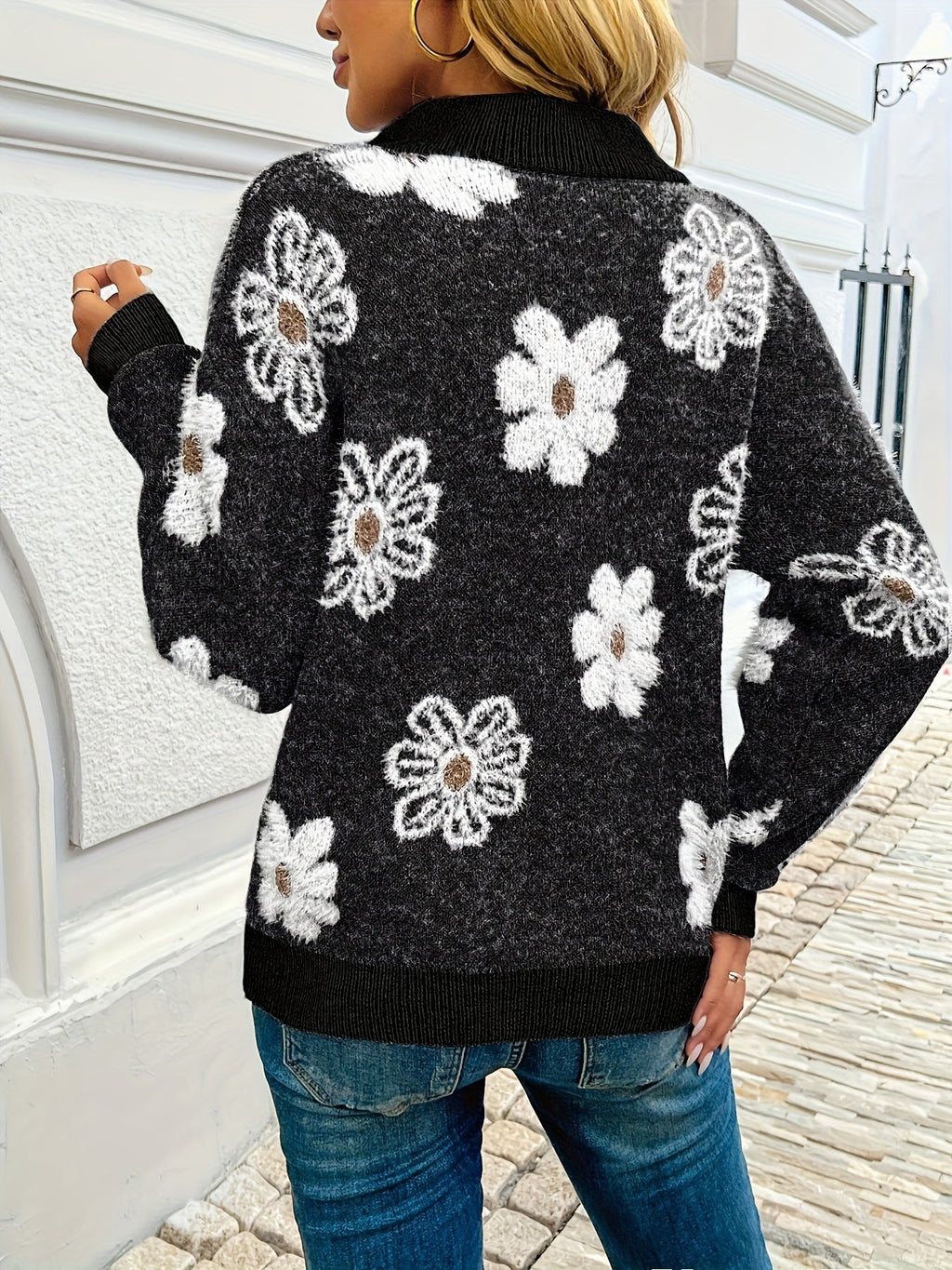 Tess Floral Print High Neck Sweater - view 8