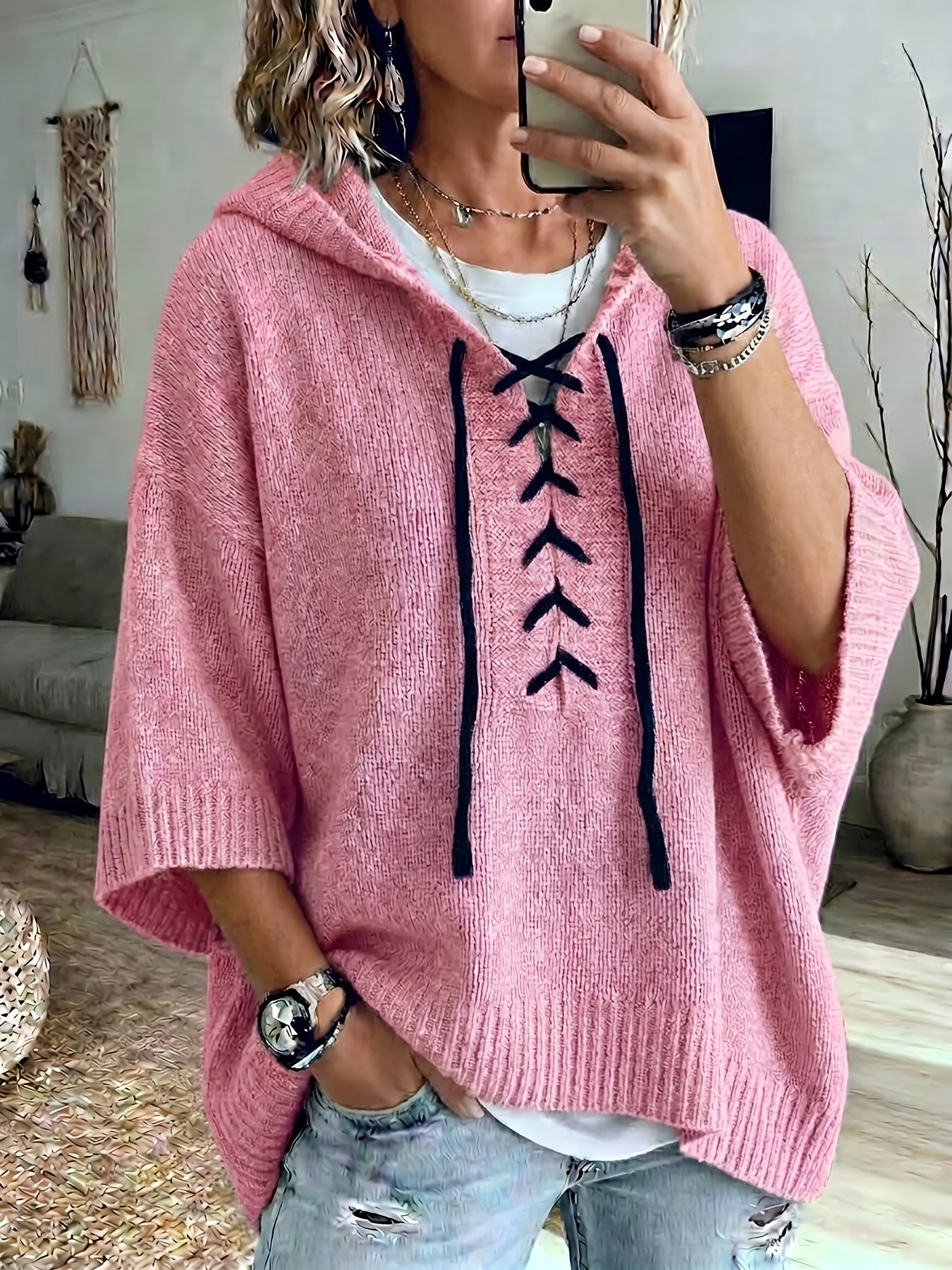 Delphine Oversized Batwing Sleeve Hoodie - view 7