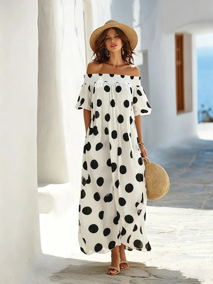 Orla Polka Dot Off-Shoulder Maxi Dress - view 4