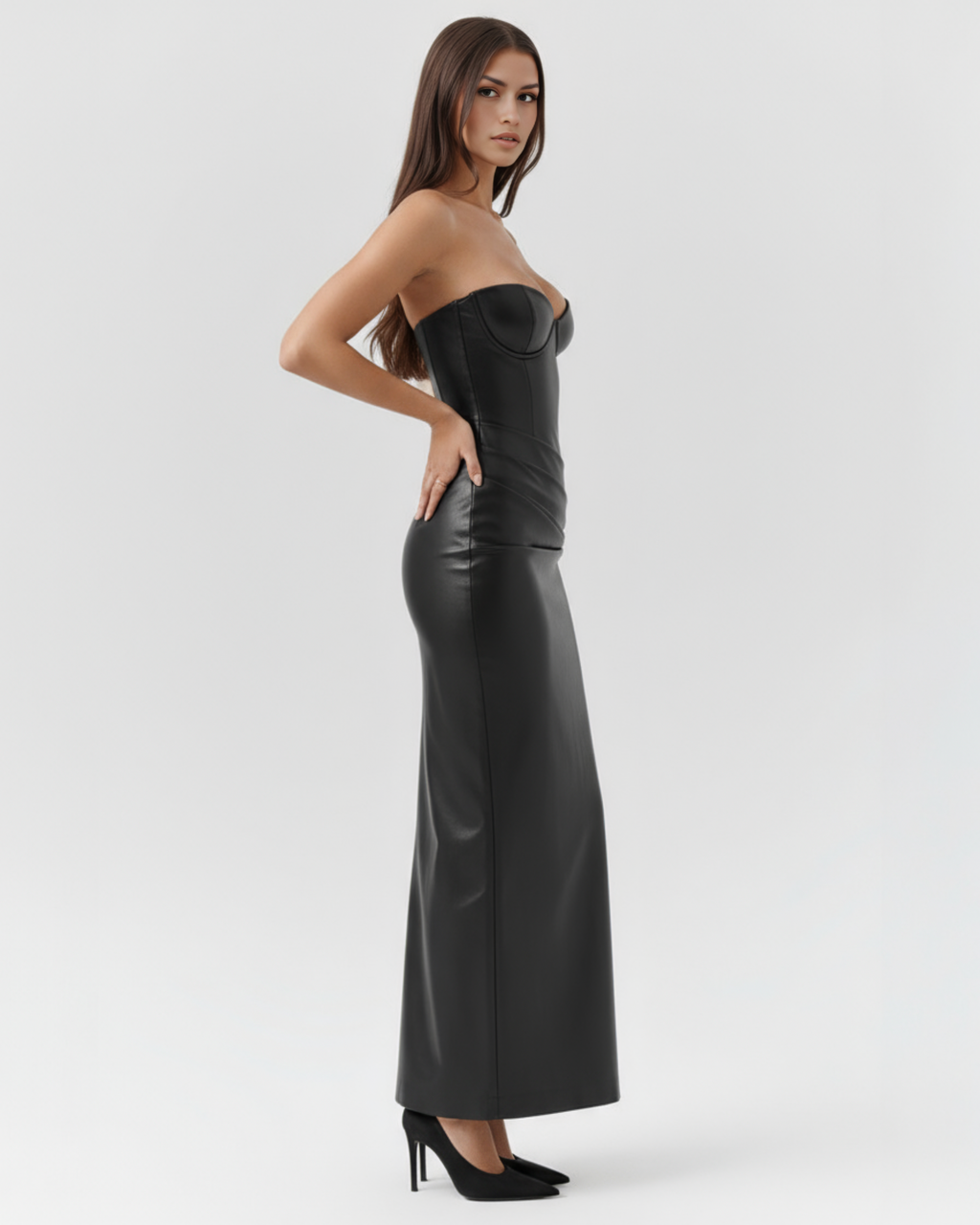 Isolde Strapless Corset Midi Dress - view 6