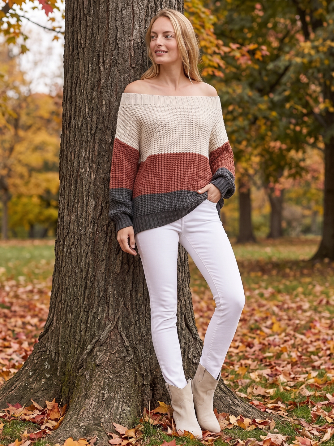 Bea Striped Oversized Boho Sweater - view 7