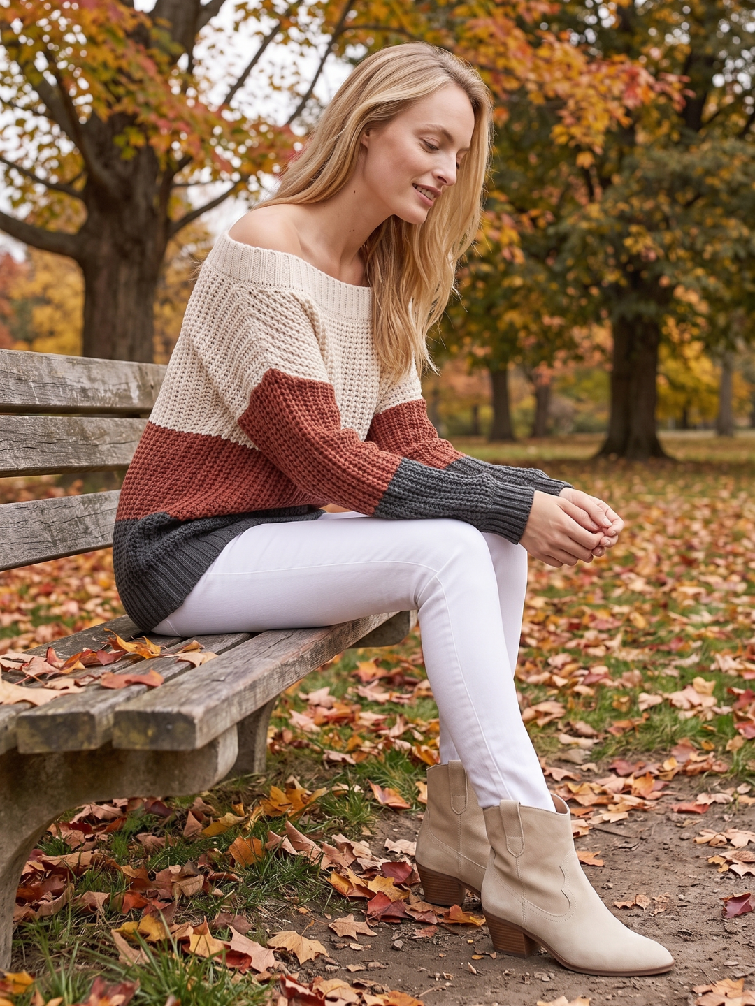 Bea Striped Oversized Boho Sweater - view 8