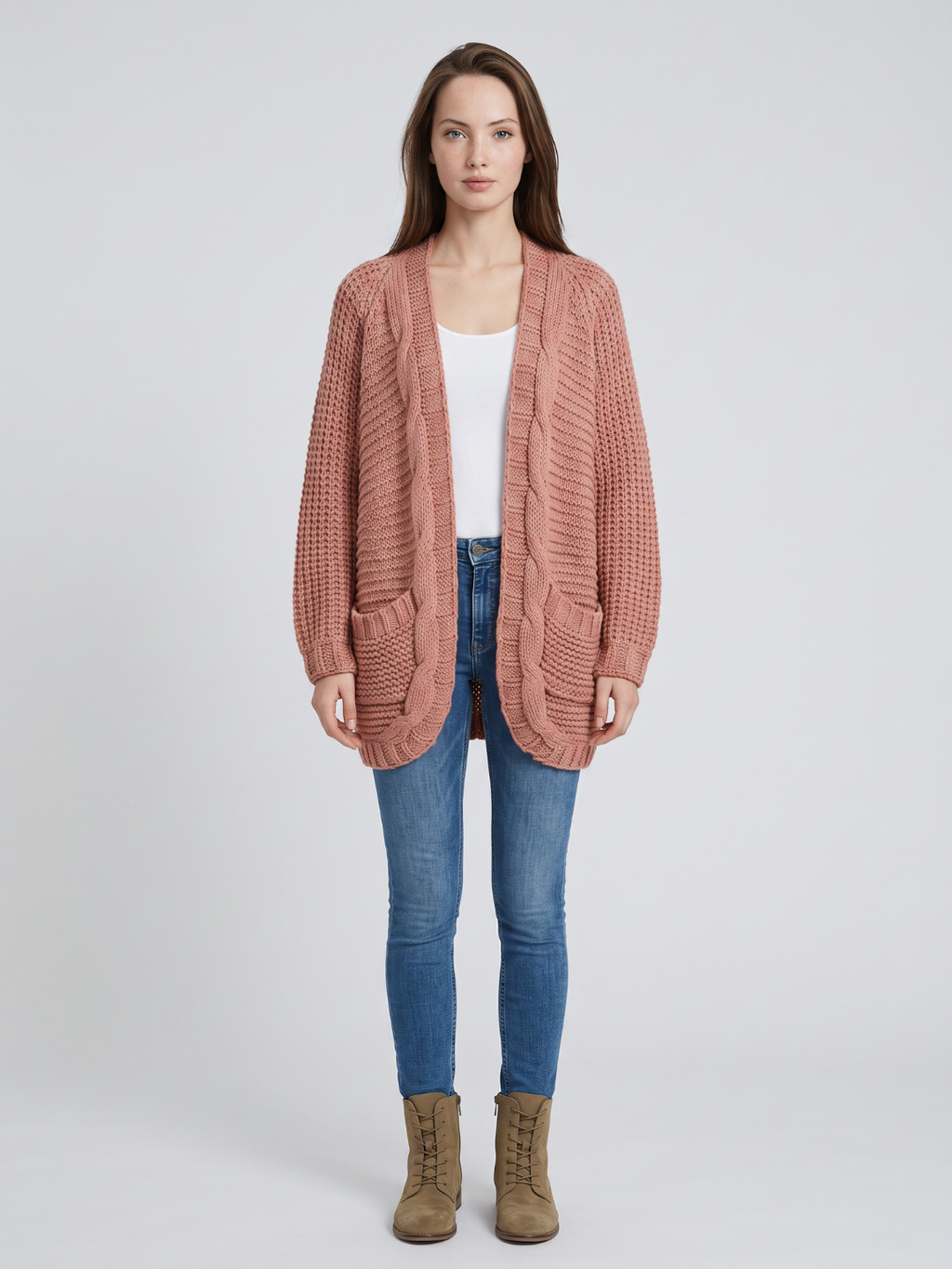 Jane Patch Pocket Layered Boho Cardigan - front view