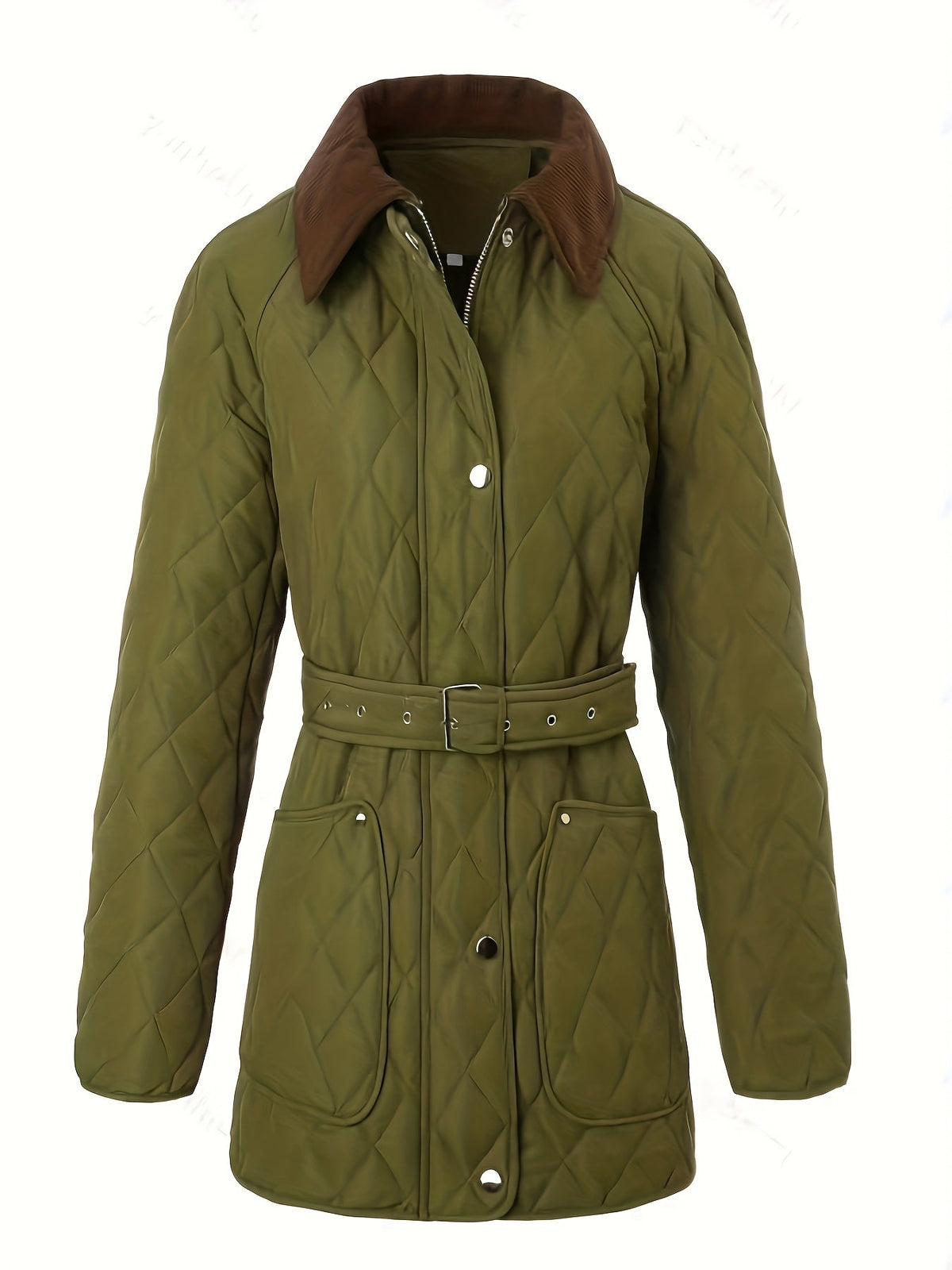 Women's Quilted Jacket with Belted Waist