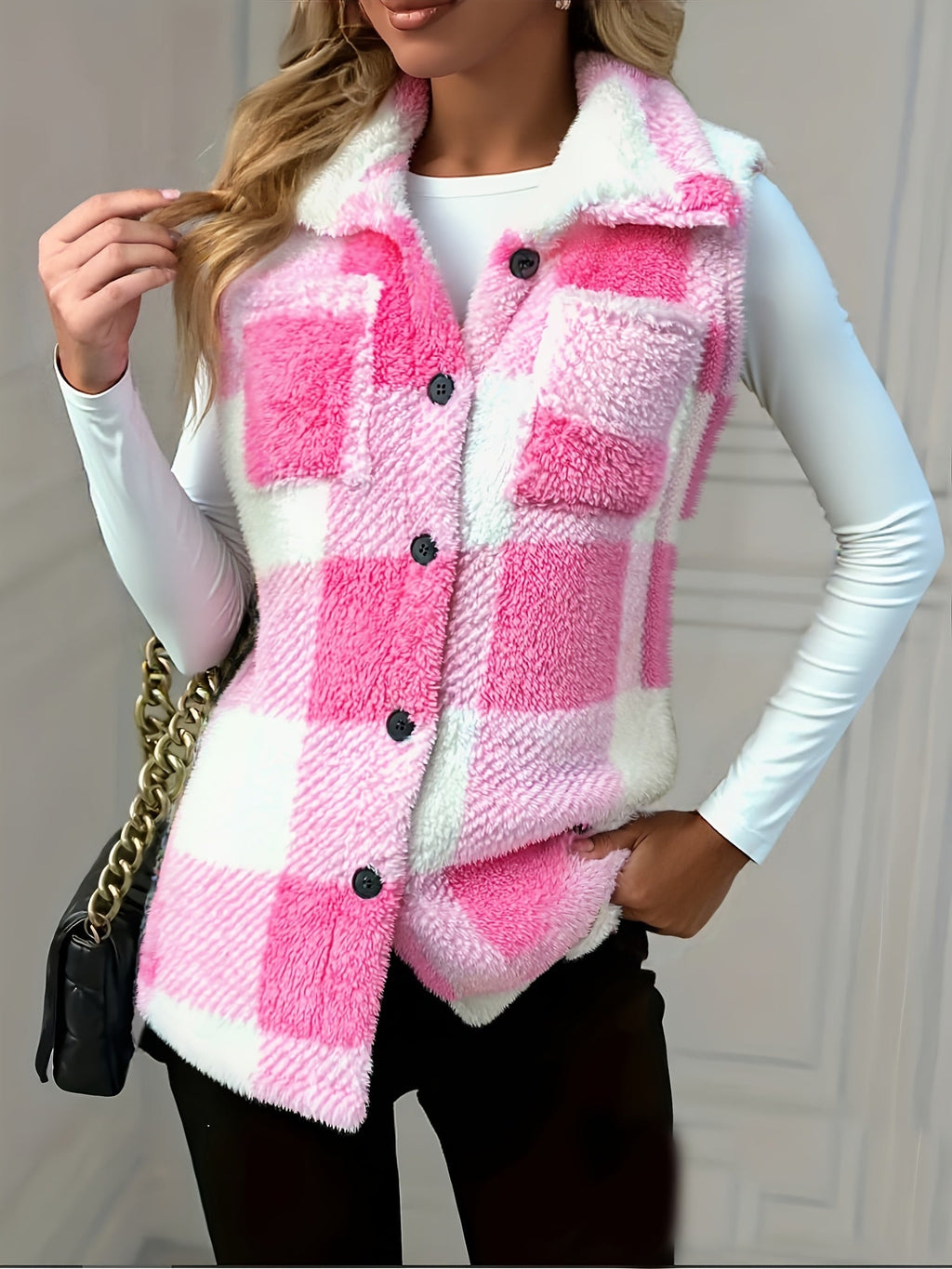 Noelle Plaid Button Front Notch Lapel Jacket - view 7