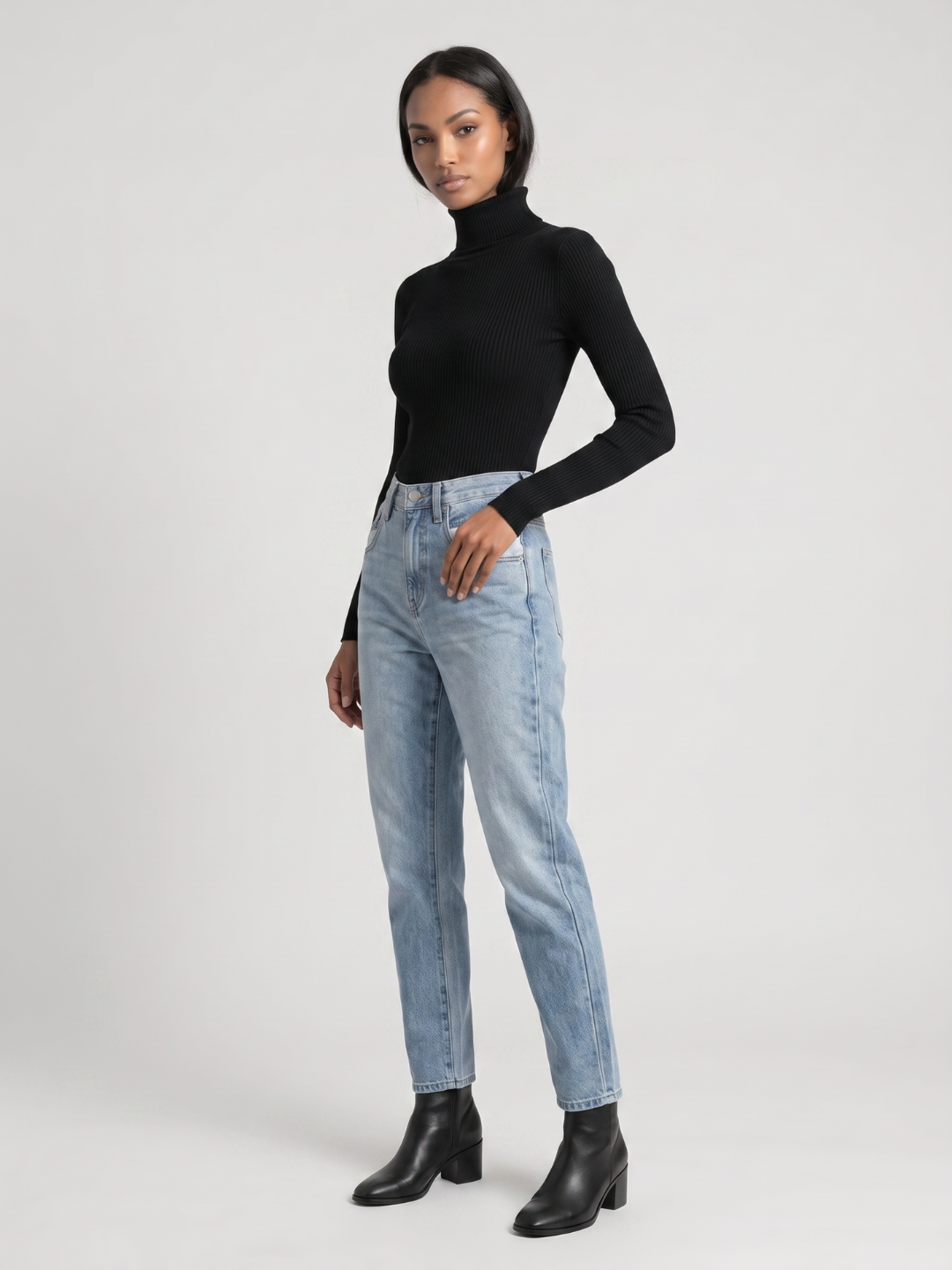 Robin Foldover Turtleneck Ribbed Sweater - view 8