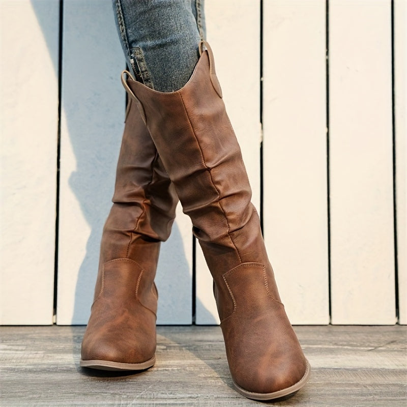 Ivy Western Slouch Mid Calf Boots - front view