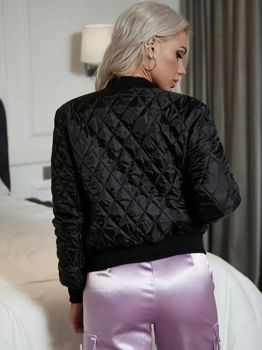 Marlowe Quilted Cropped Zip Front Layered Jacket - view 3