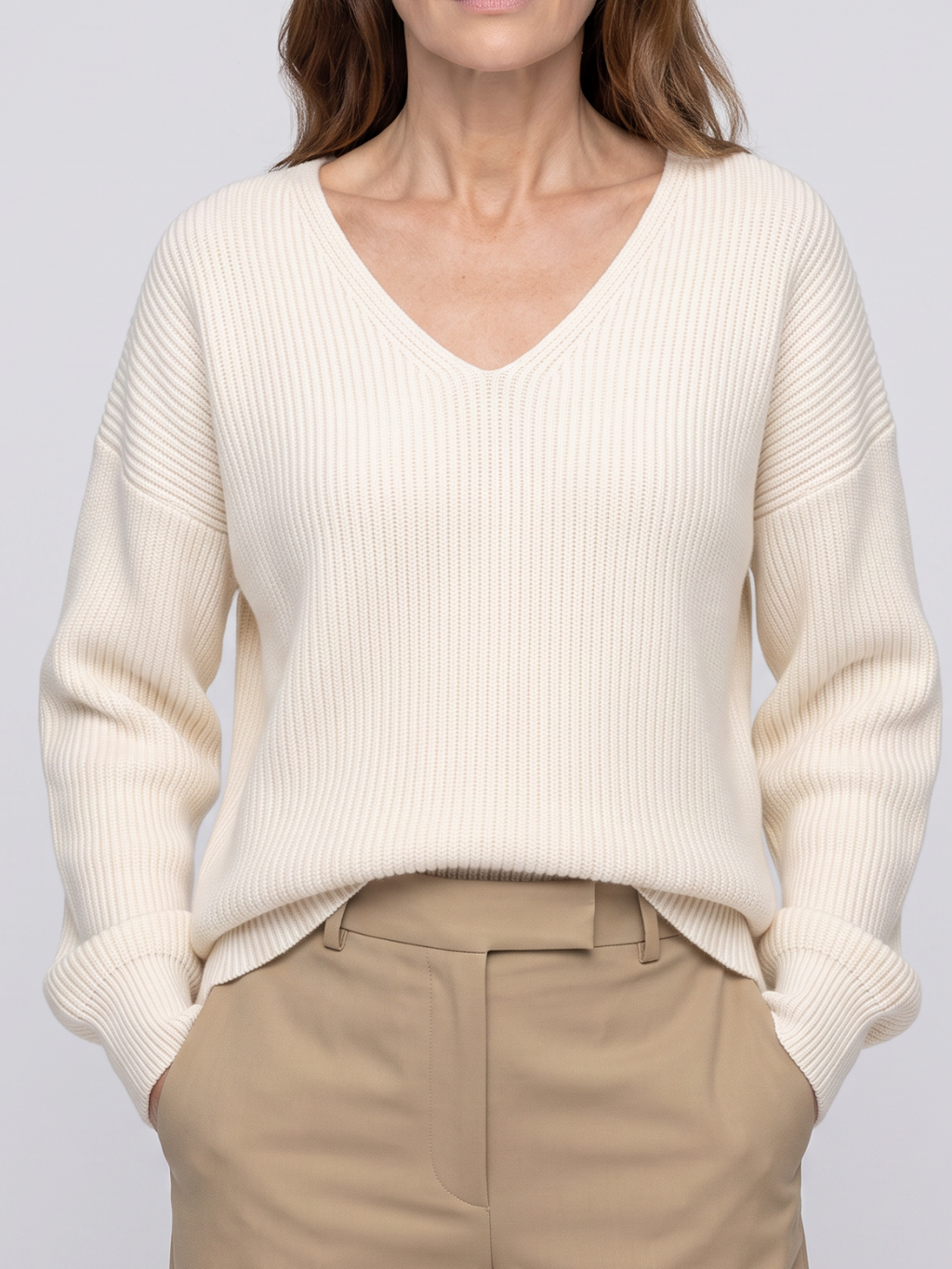 Indie Ribbed Oversized V Neck Sweater - view 4
