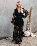 Vael Floor-Length V-Neck Dress: Elegant Flowing Silhouette