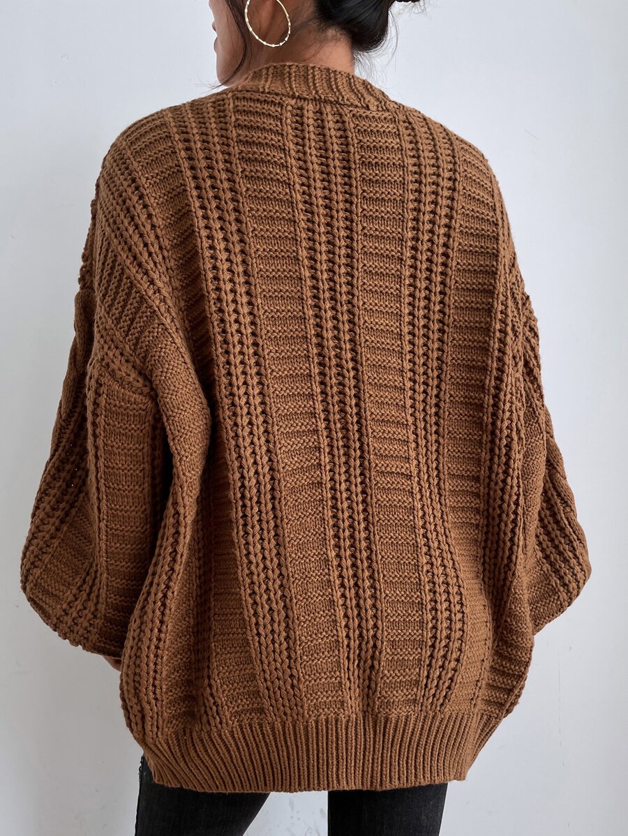 Vivienne | Cable-Knit Button-Up Chunky V-Neck Cardigan