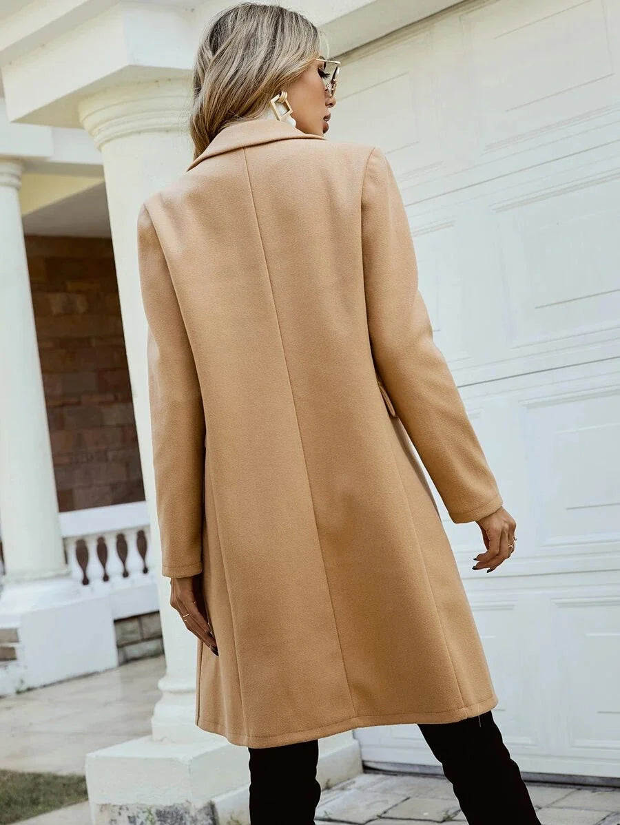 Marie Notch Lapel Collared Longline Overcoat - view 3