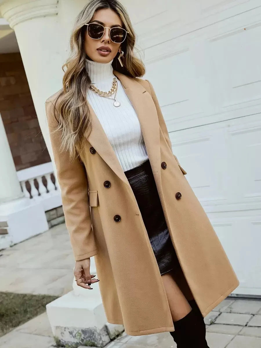 Marie Notch Lapel Collared Longline Overcoat - view 2