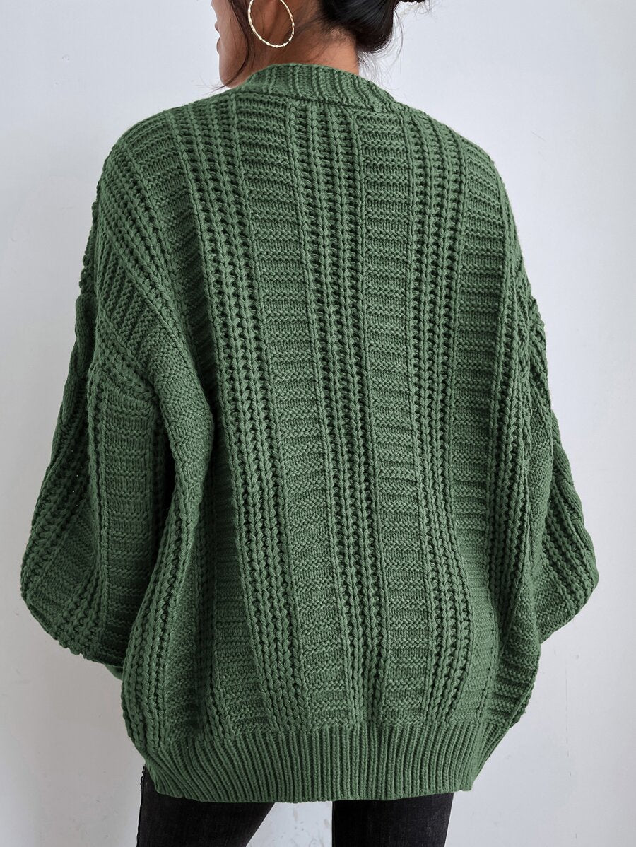 Vivienne | Cable-Knit Button-Up Chunky V-Neck Cardigan