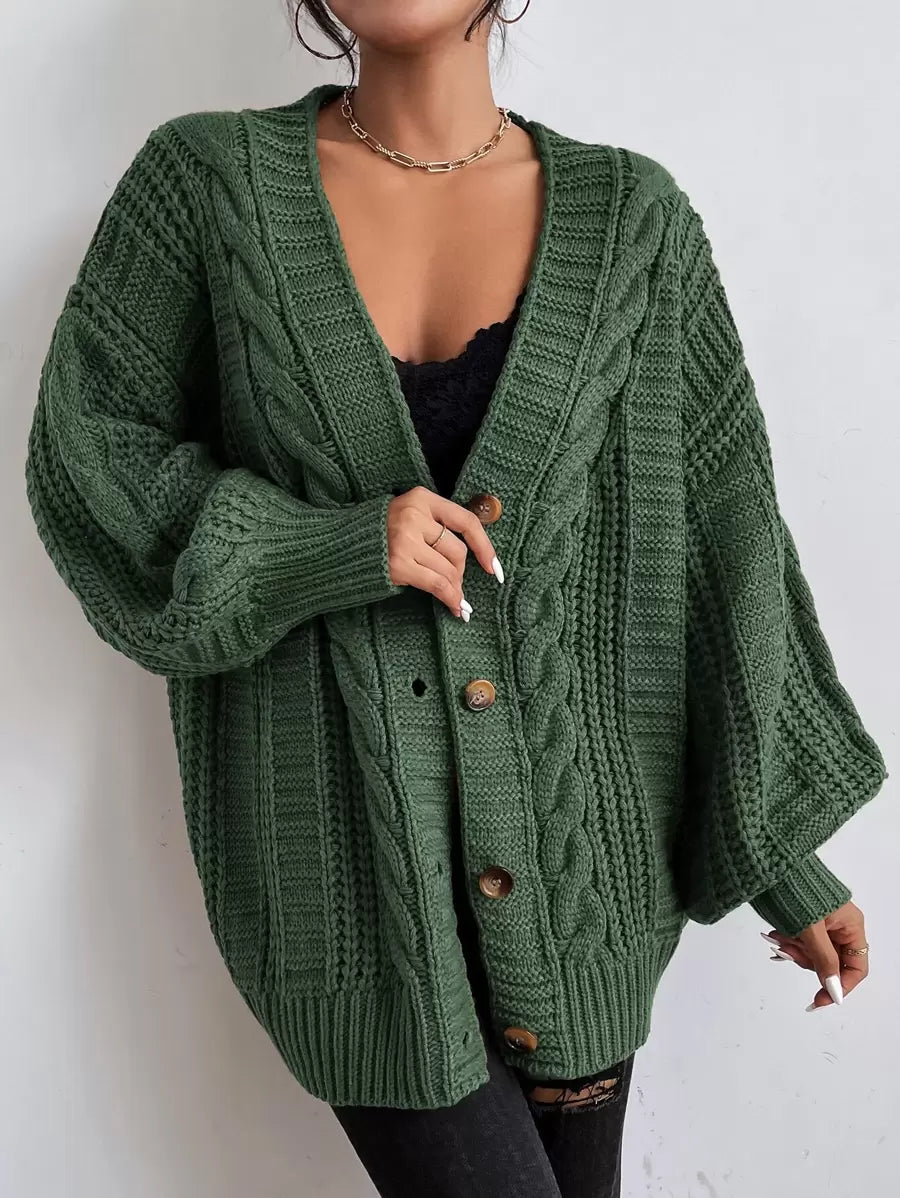 Vivienne | Cable-Knit Button-Up Chunky V-Neck Cardigan