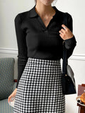 Signy Ribbed Turtleneck Collared Slim Fit Sweater - front view