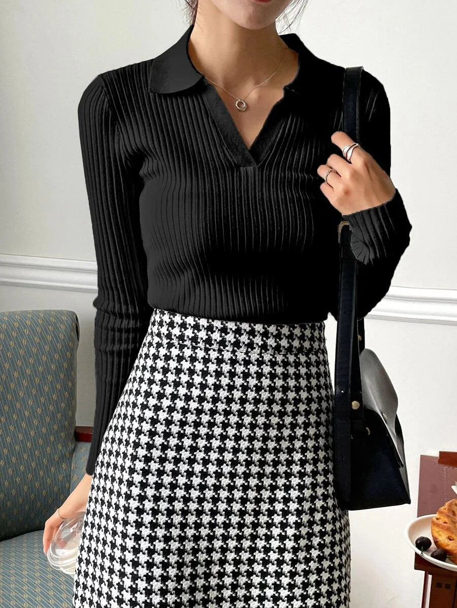 Signy Ribbed Turtleneck Collared Slim Fit Sweater - front view