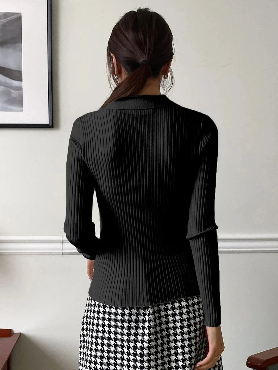 Signy Ribbed Turtleneck Collared Slim Fit Sweater - view 2