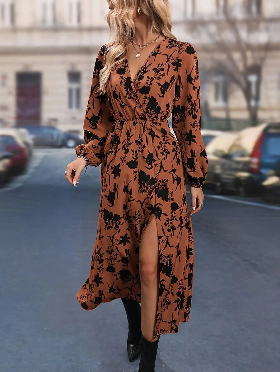 Lily Balloon Sleeve Floral Print Wrap Dress - view 6