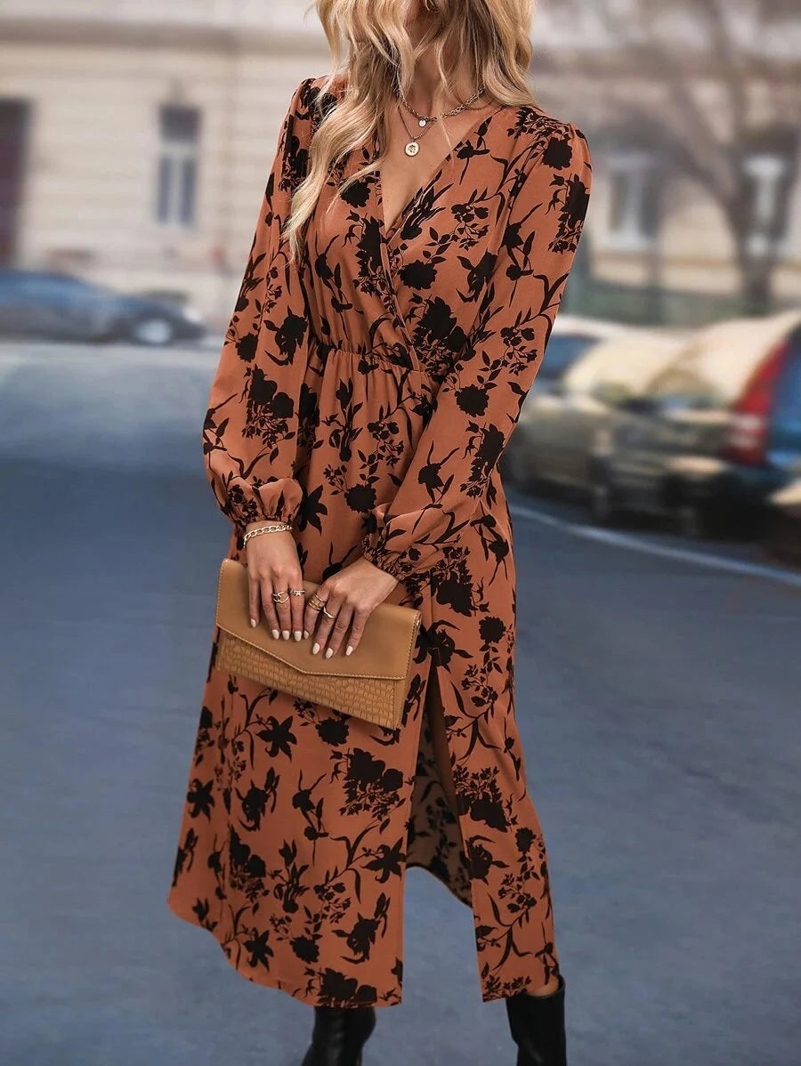Lily Balloon Sleeve Floral Print Wrap Dress - view 4