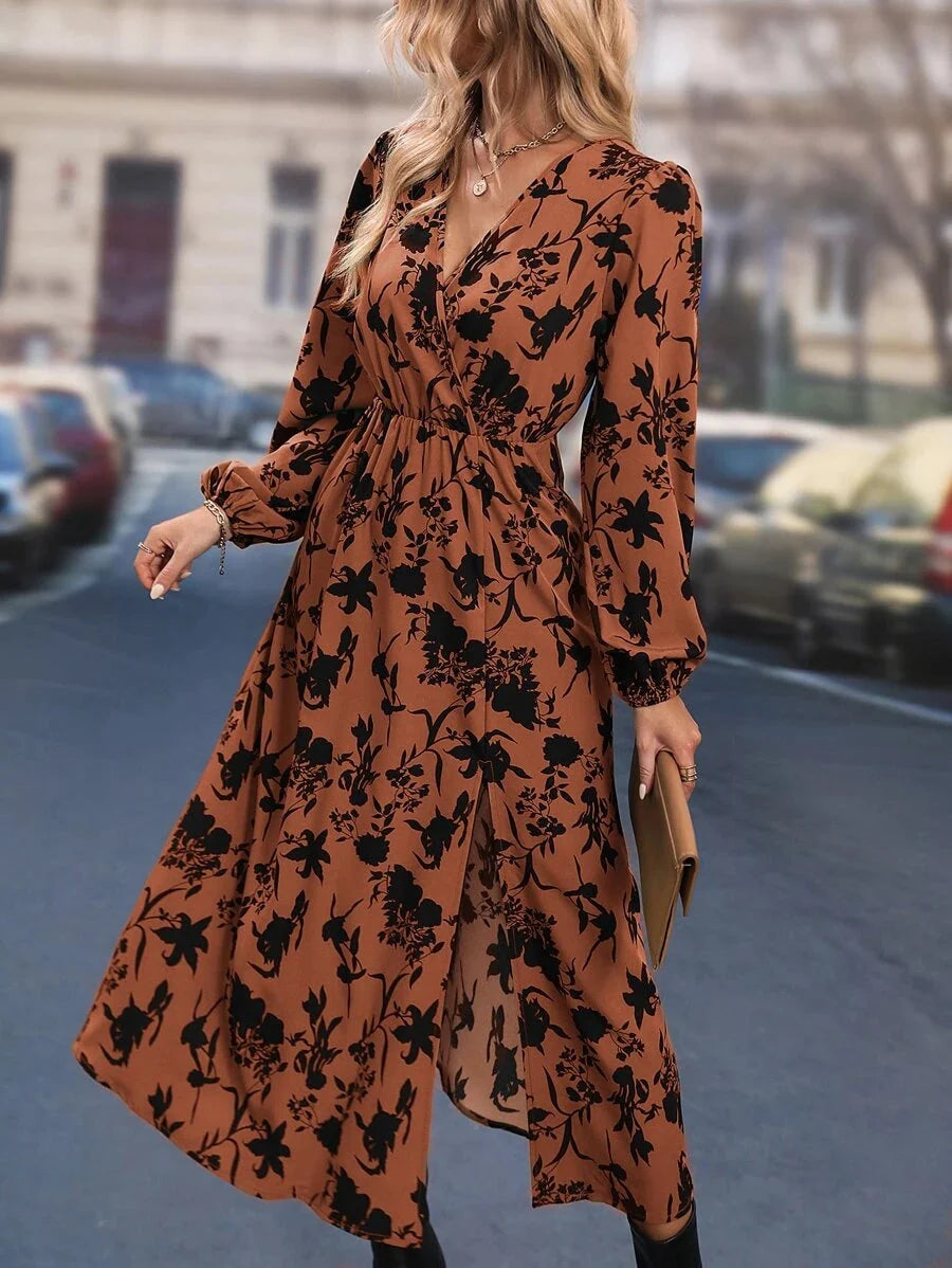 Lily Balloon Sleeve Floral Print Wrap Dress - view 5