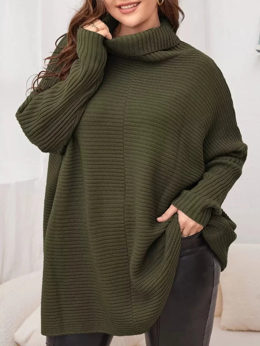 Abigail Ribbed Chunky Knit Turtleneck Sweater - front view