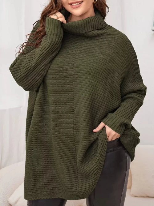 Abigail Ribbed Chunky Knit Turtleneck Sweater - front view