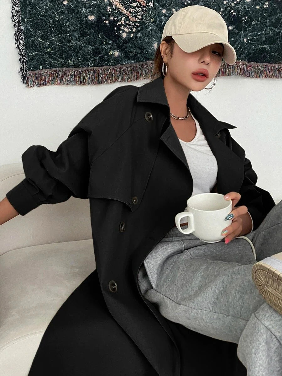 Nora Oversized Longline Belted Collared Trench Coat - view 4
