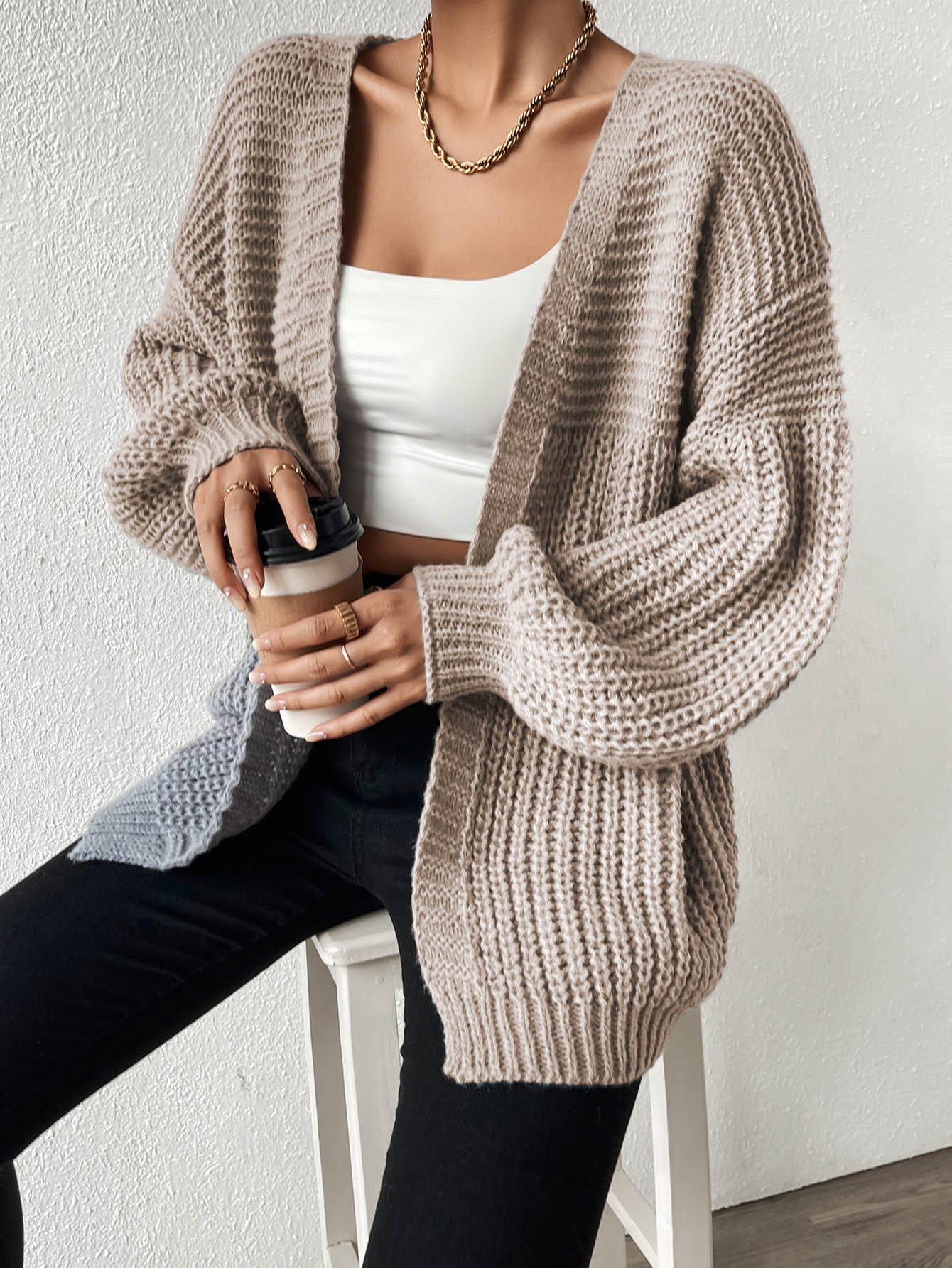 Margot | Chunky-Knit Open-Front Drop-Shoulder Cardigan