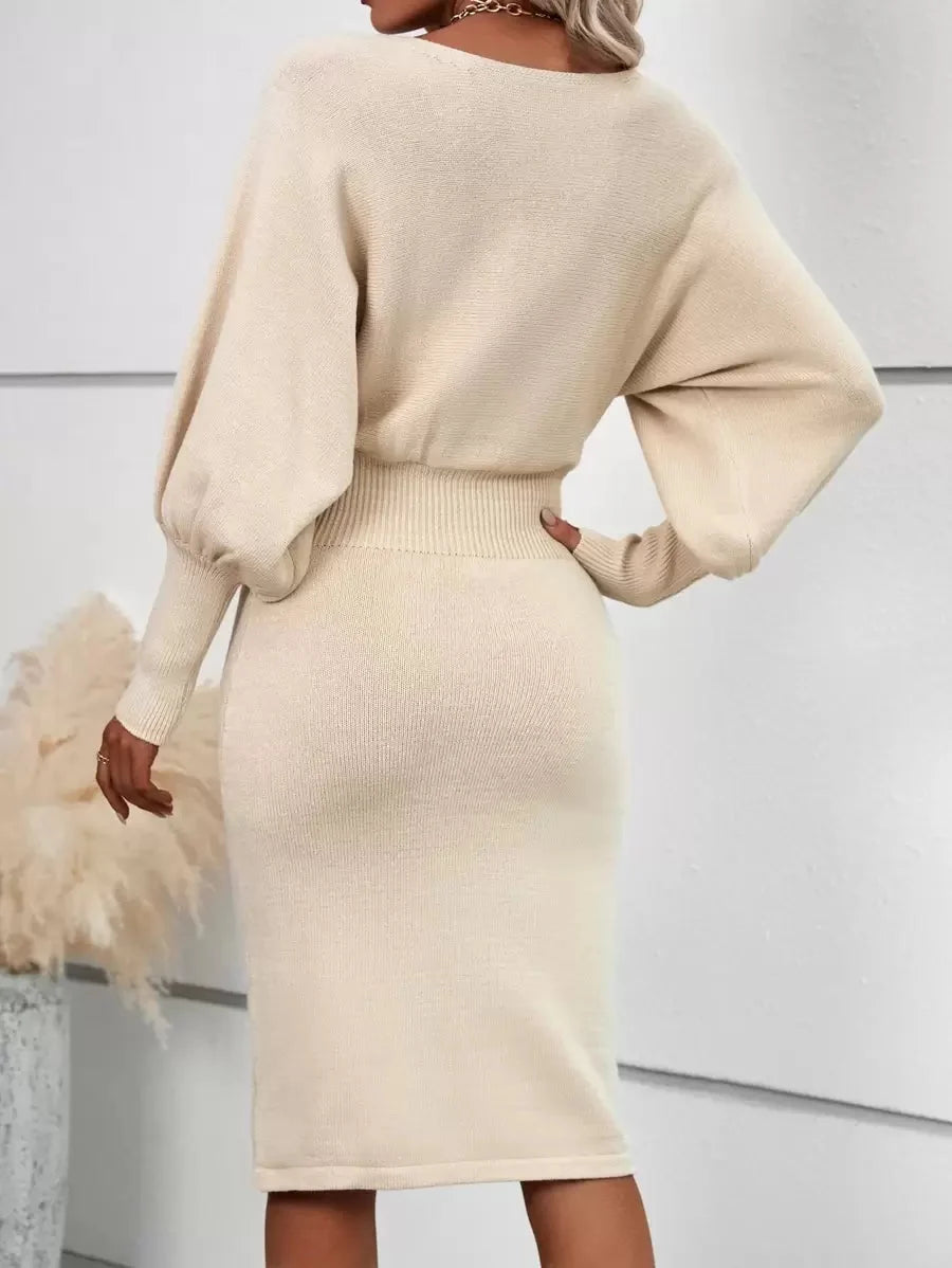 Sadie Ribbed Batwing Sleeve Midi Dress - view 3