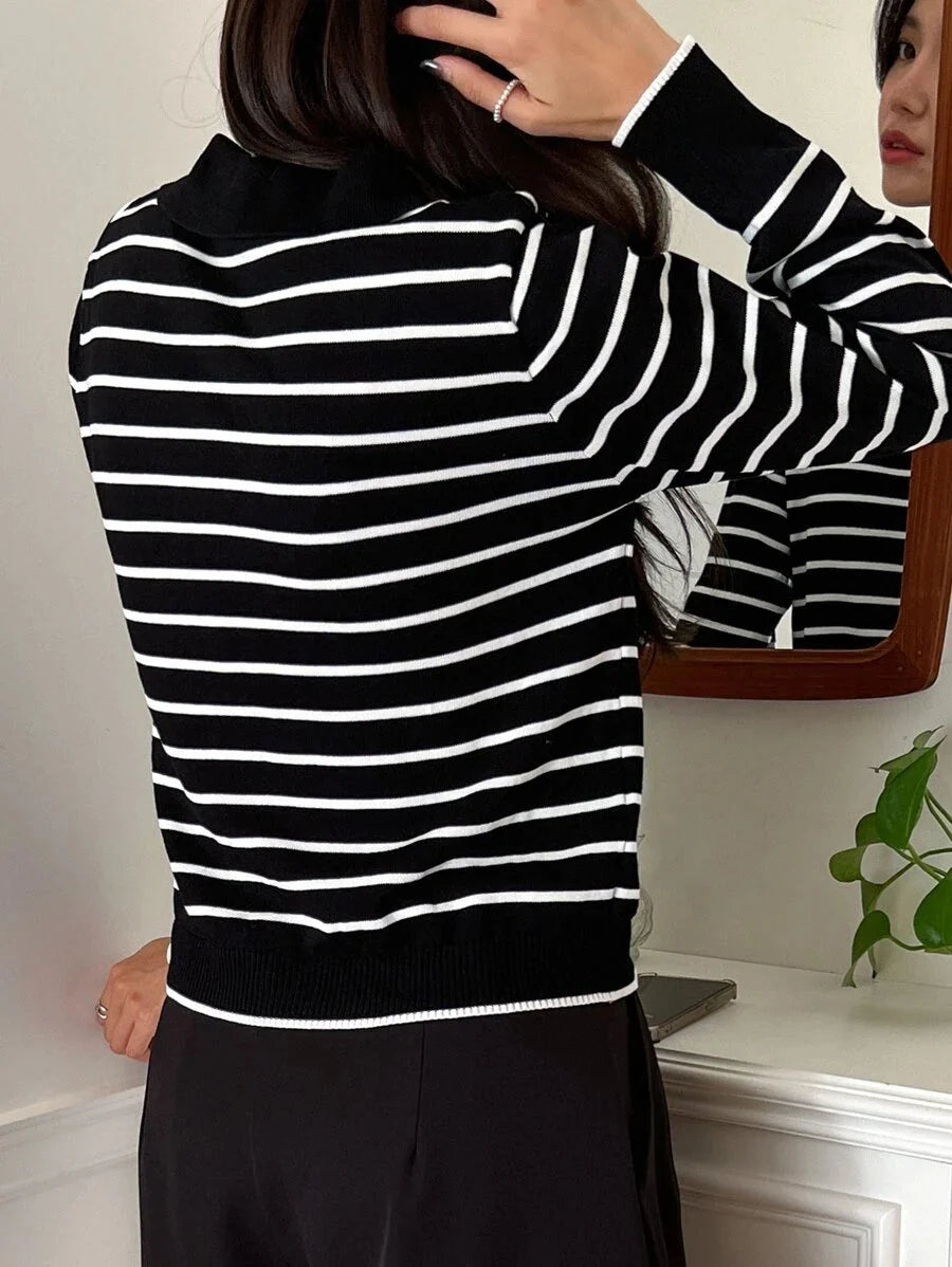 Capucine Ribbed Polo Collar Collared Sweater - view 2