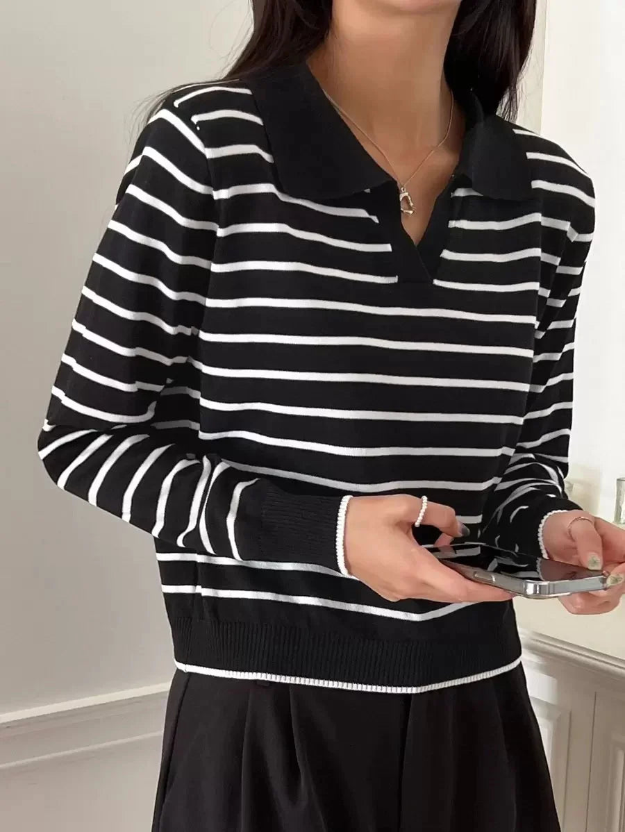 Capucine Ribbed Polo Collar Collared Sweater - view 3