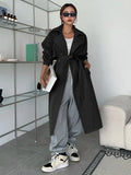 Nora Oversized Longline Belted Collared Trench Coat - front view