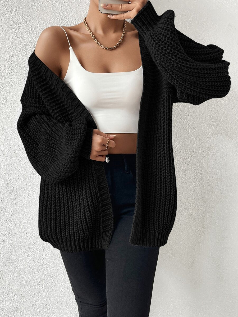 Margot | Chunky-Knit Open-Front Drop-Shoulder Cardigan
