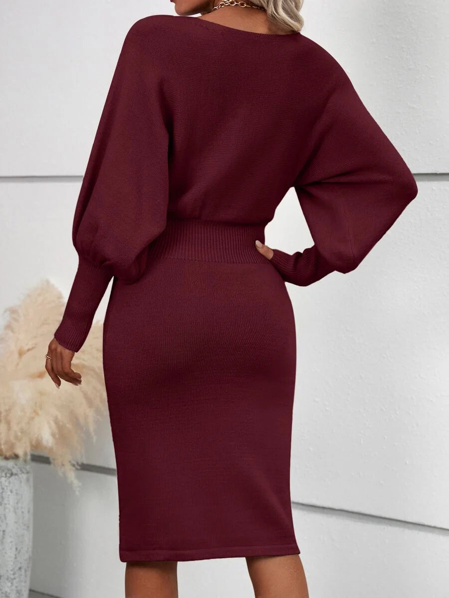 Ottilie Round Neck Batwing Sleeve Sweater Dress - view 2