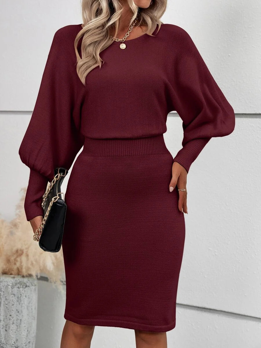 Ottilie Round Neck Batwing Sleeve Sweater Dress - view 6