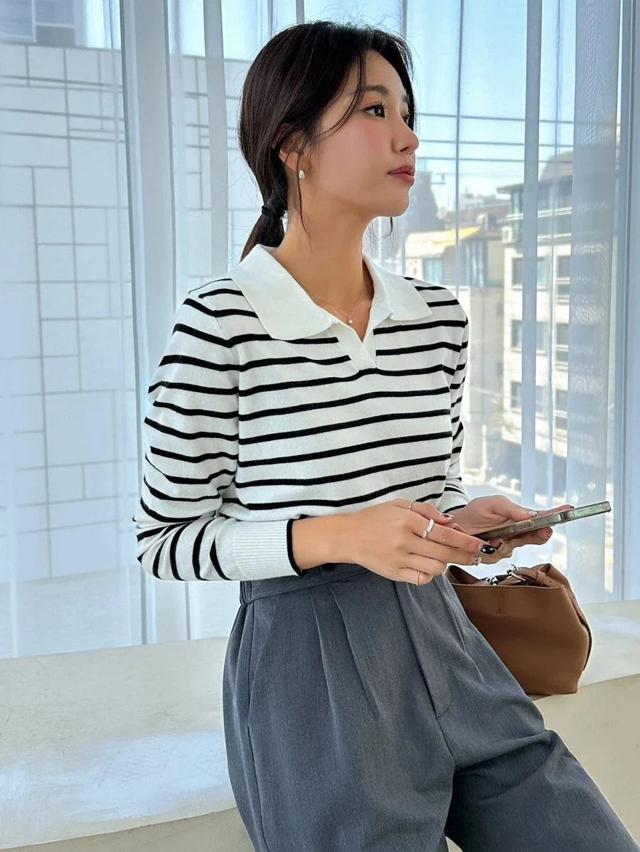 Capucine Ribbed Polo Collar Collared Sweater - view 5