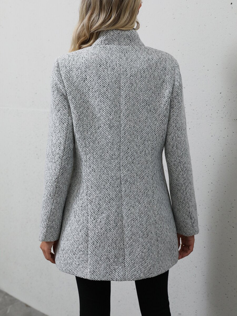 Eva Textured Open Front Collared Longline Overcoat - view 2