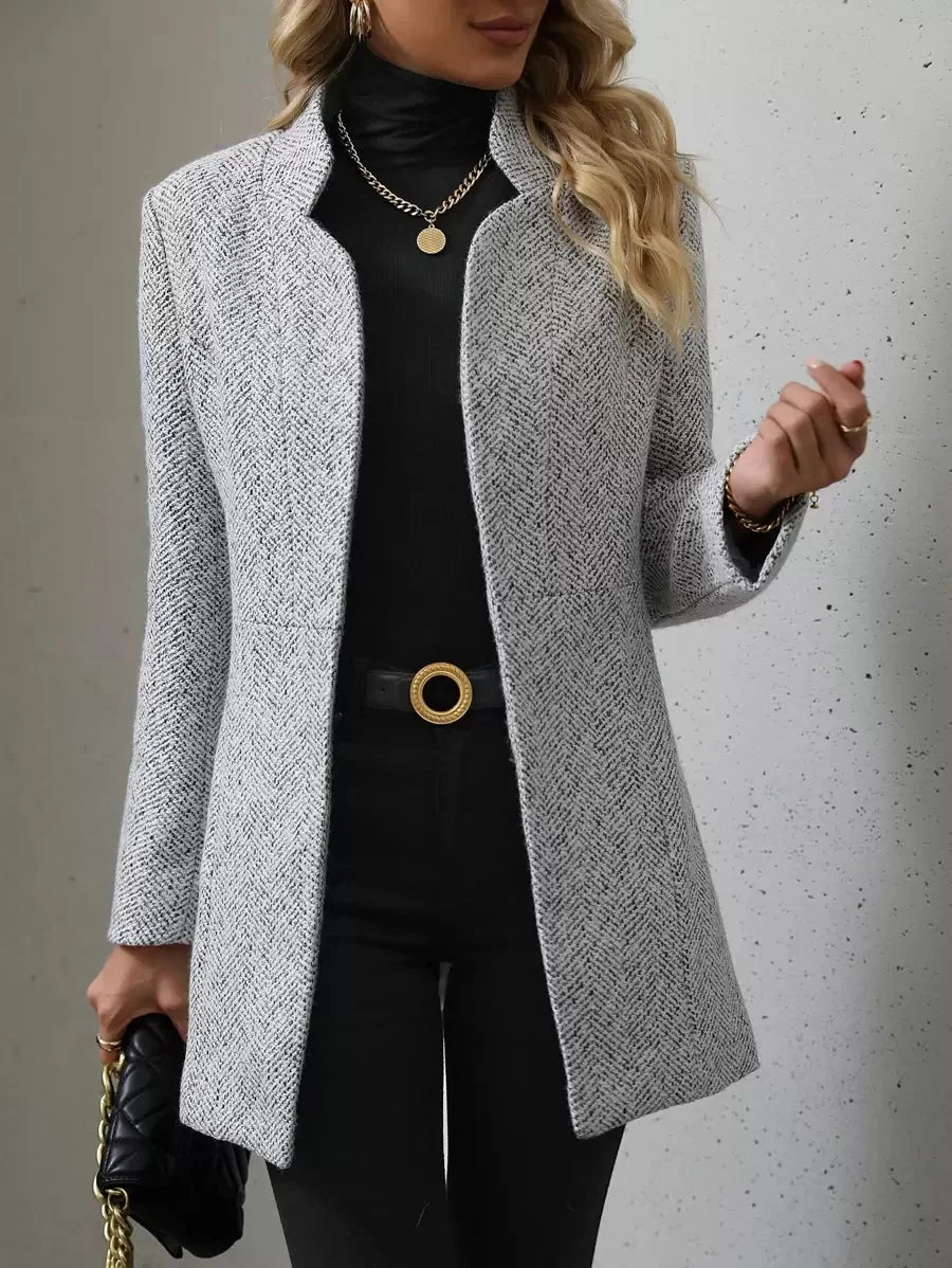 Eva Textured Open Front Collared Longline Overcoat - view 4