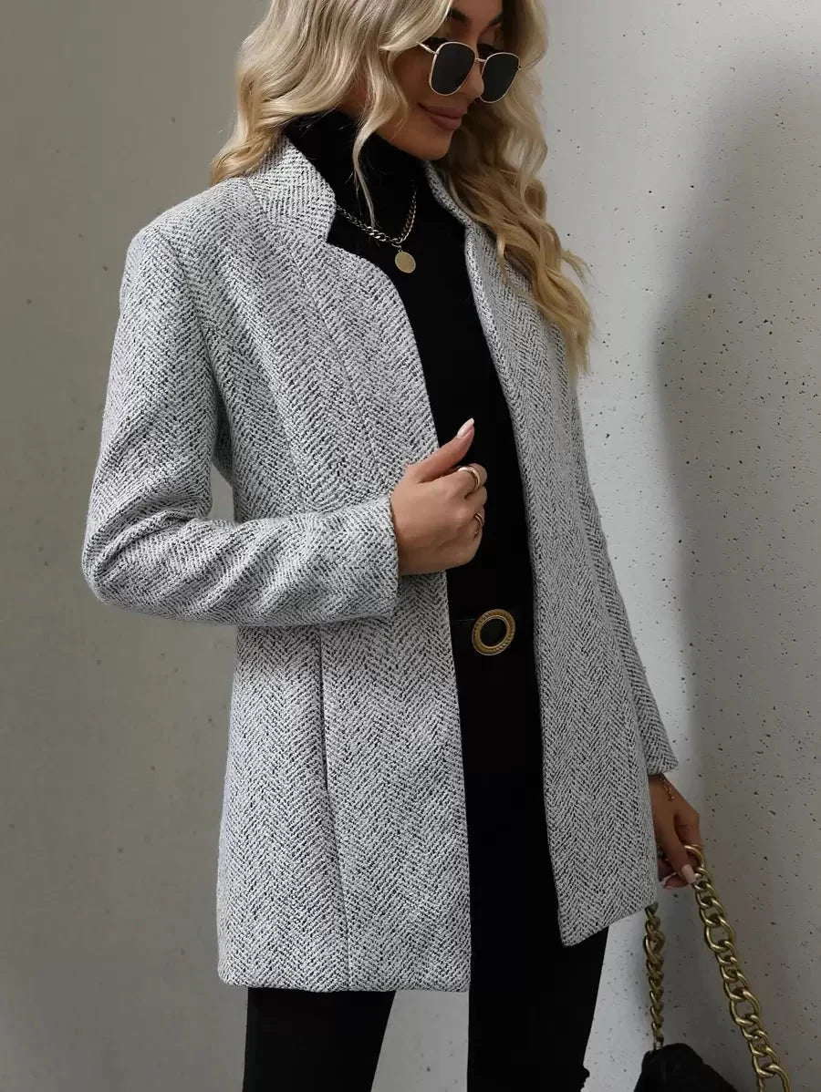 Eva Textured Open Front Collared Longline Overcoat - view 6