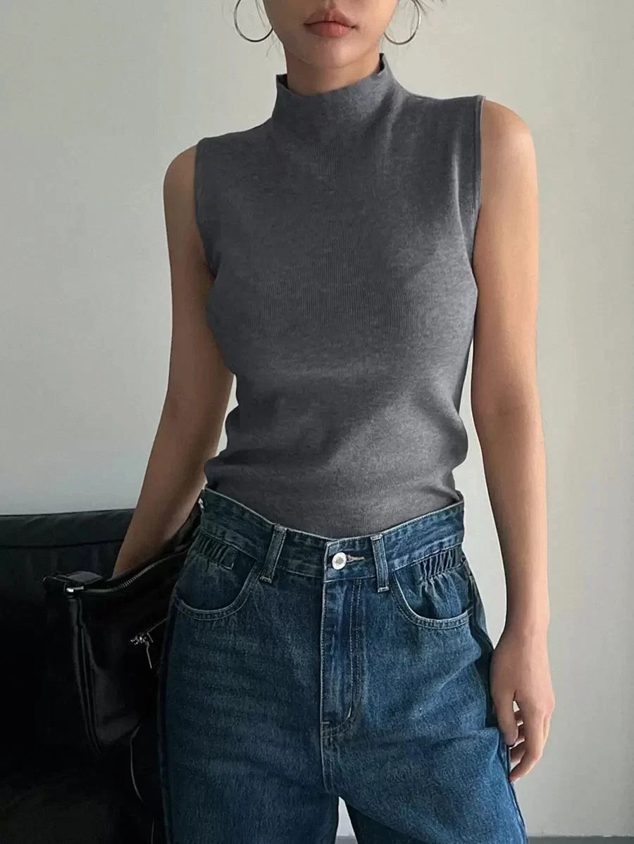 Carmen Turtleneck Sleeveless Slim Fit Sweater Vest - view 5