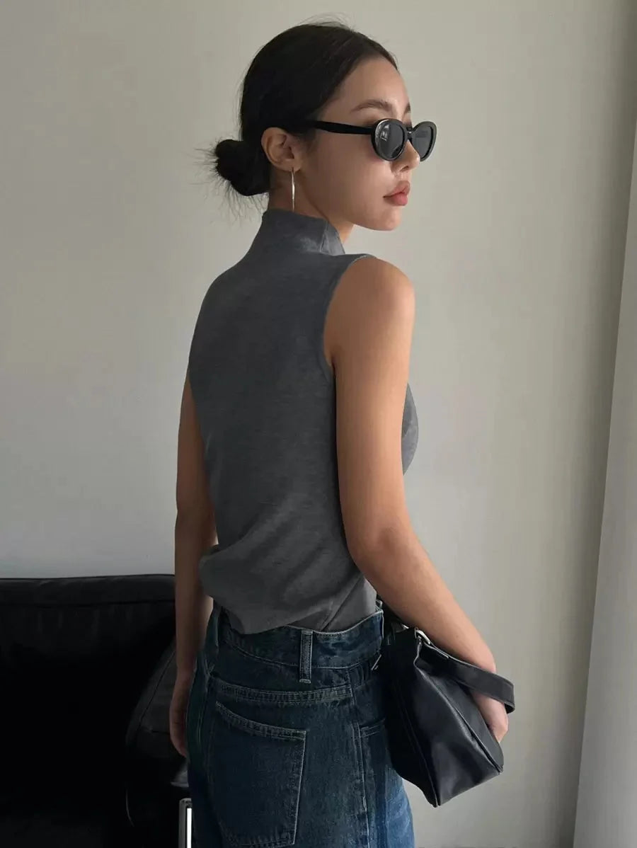 Carmen Turtleneck Sleeveless Slim Fit Sweater Vest - view 3