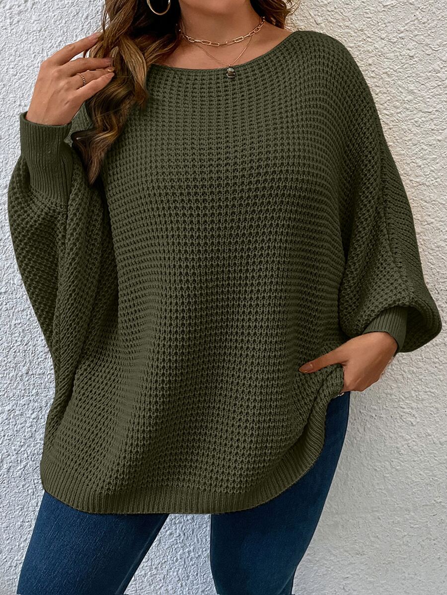 Martina Ribbed Oversized Round Neck Sweater - front view