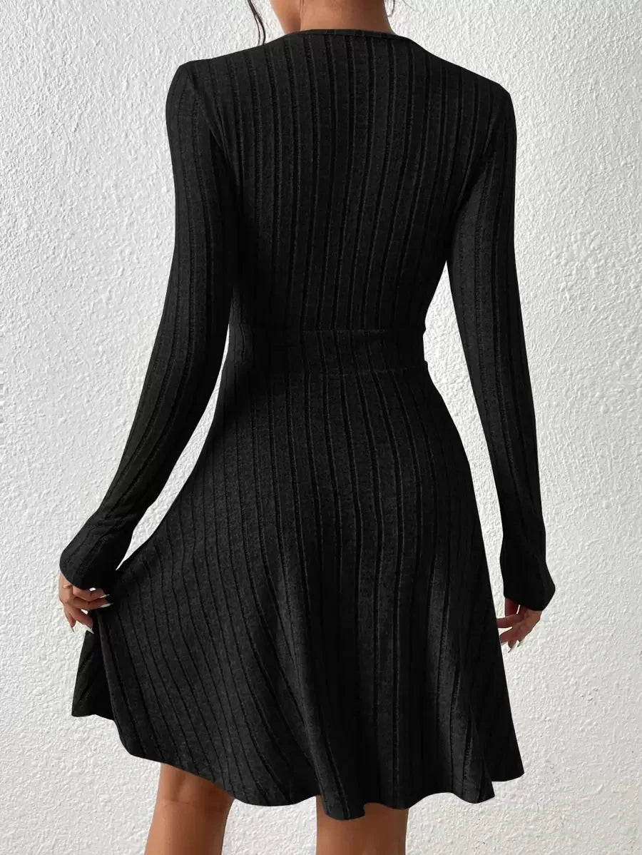 Capucine Ribbed V Neck Mini Dress - view 2