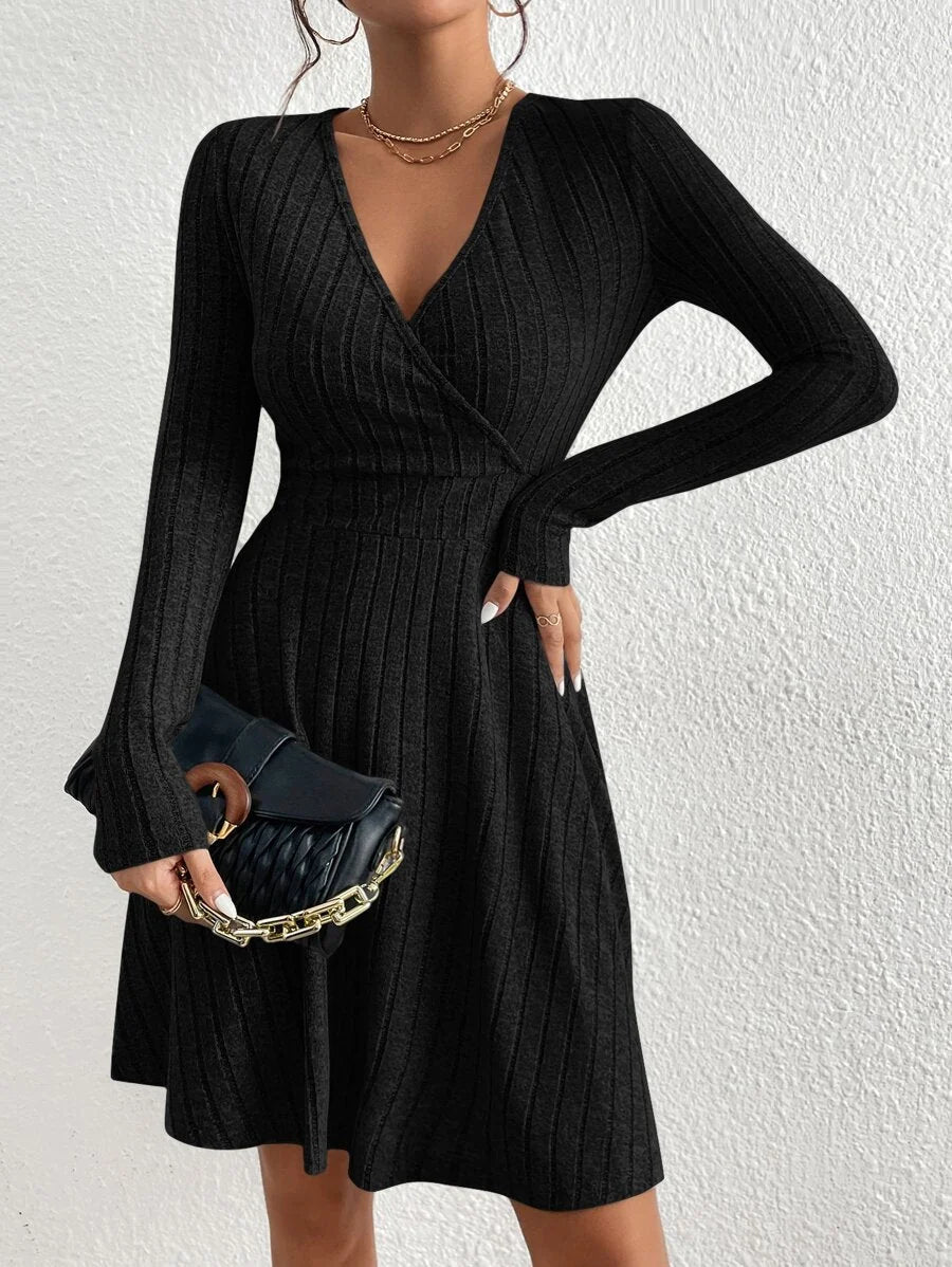 Capucine Ribbed V Neck Mini Dress - view 3