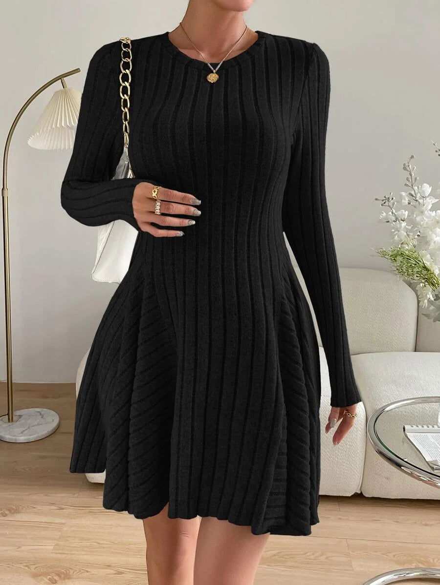 Cressida Ribbed Round Neck Mini Dress - view 3