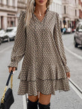 Delilah Flare Sleeve Ruffle Hem Smock Dress - front view