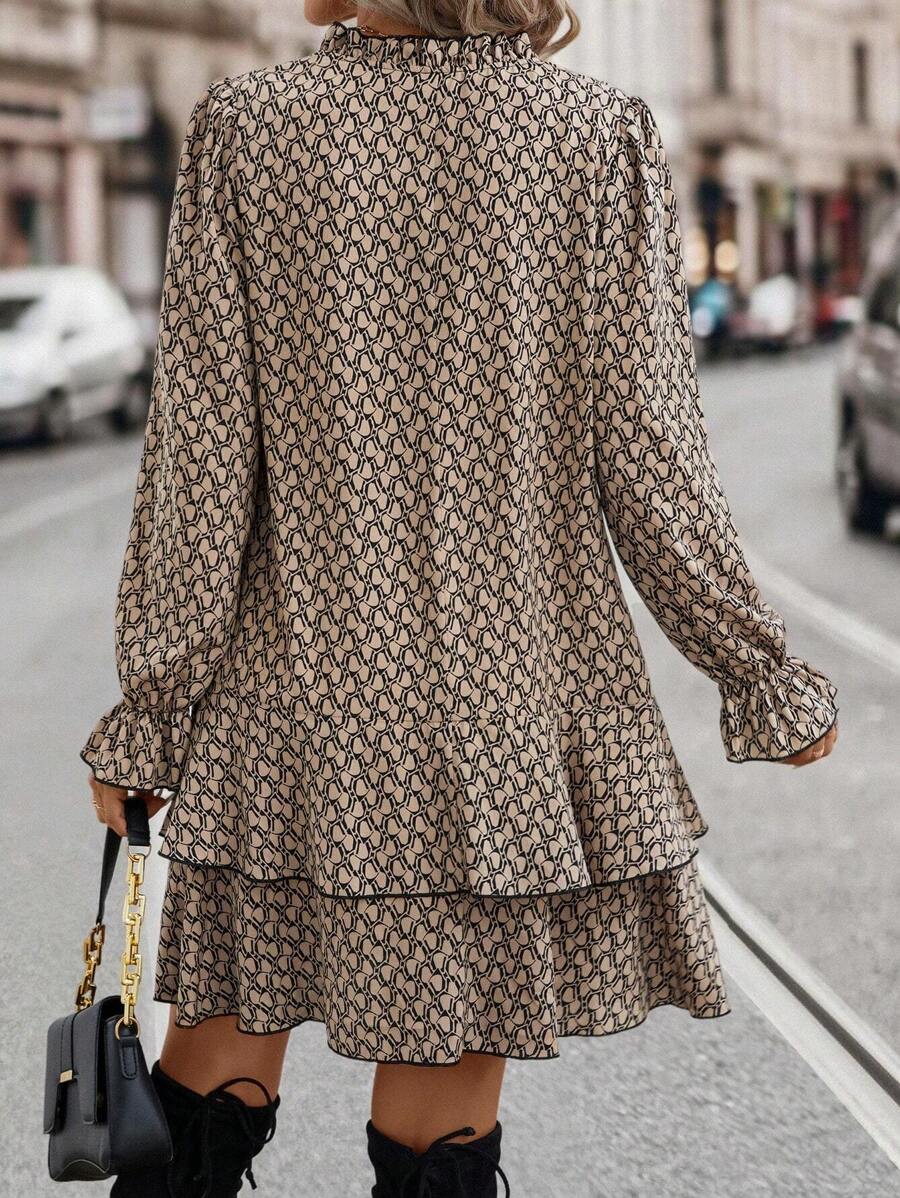 Delilah Flare Sleeve Ruffle Hem Smock Dress - view 2